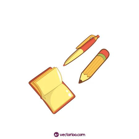 وکتور مداد خودکار دفتر کارتونی 1