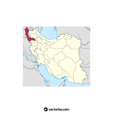 وکتور موقعیت استان آذربایجان غربی در نقشه ایران 1
