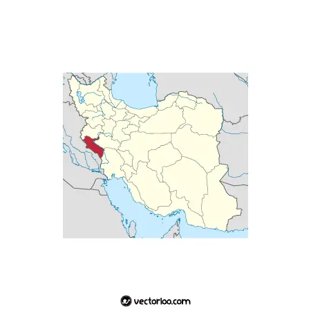 وکتور موقعیت استان ایلام در نقشه ایران 1