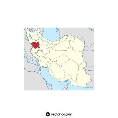 وکتور موقعیت استان کردستان در نقشه ایران 1