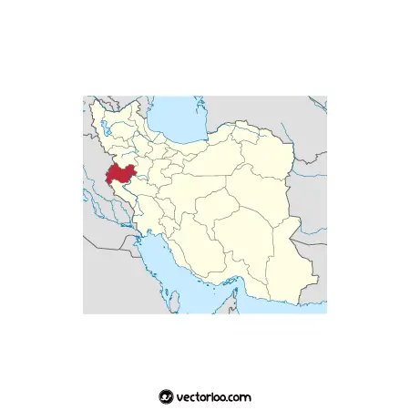وکتور موقعیت استان کرمانشاه در نقشه ایران 1