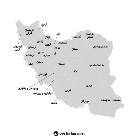 وکتور نقشه استان های ایران با اسم استان ها 1