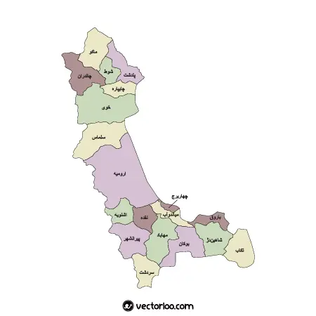 وکتور نقشه شهرستان های آذربایجان غربی 1