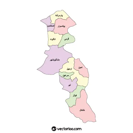 وکتور نقشه شهرستان های اردبیل 1