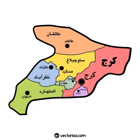 وکتور نقشه شهرستان های البرز 1