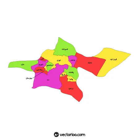 وکتور نقشه شهرستان های تهران 1