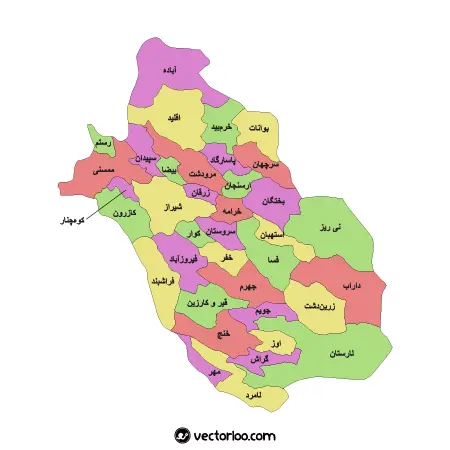 وکتور نقشه شهرستان های فارس 1