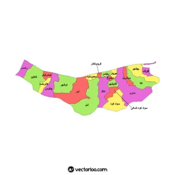 وکتور نقشه شهرستان های مازندران 1