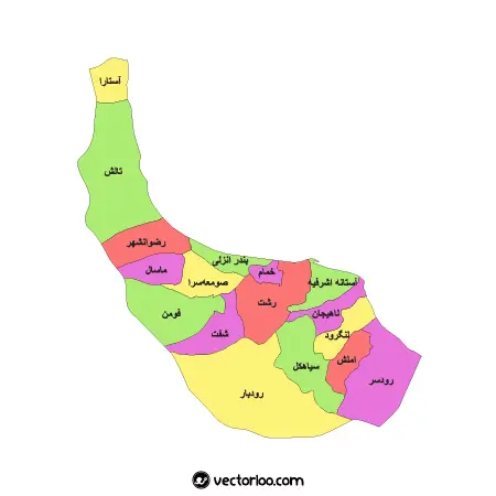 وکتور نقشه شهرستان های گیلان 1