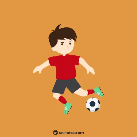 وکتور پسر بچه در حال بازی با فوتبال با لباس قرمز 1