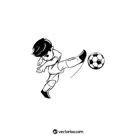 وکتور پسر فوتبالیست کارتونی سیاه و سفید با ژست 1