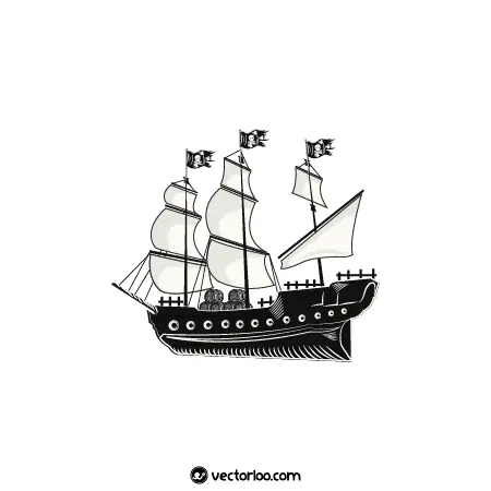 وکتور کشتی همراه بار سیاه و سفید 1