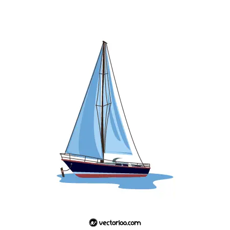 وکتور کشتی کوچک با بادبان آبی 1