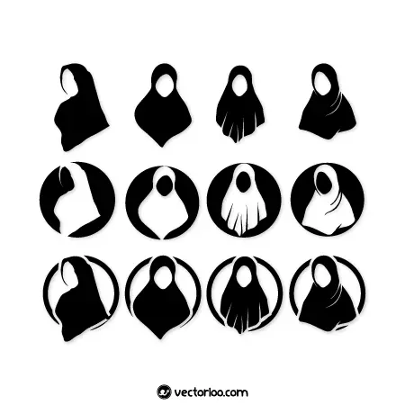 وکتور حجاب کامل شال و روسری مشکی مناسب لوگو 1