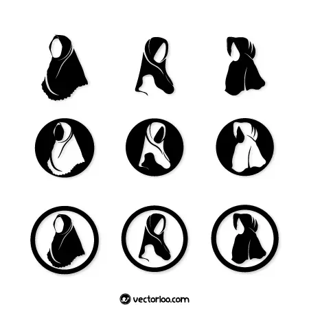 وکتور حجاب کامل شال و روسری مشکی مناسب لوگو 2