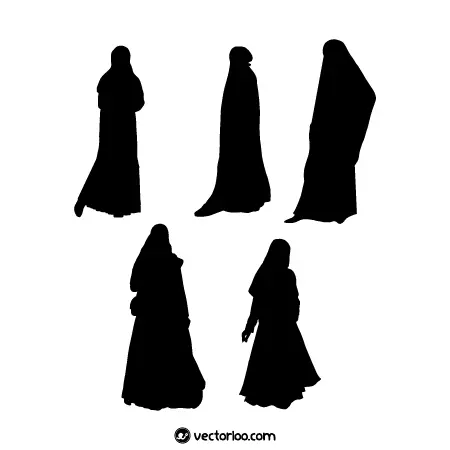 وکتور خانم اسلامی با چادر و حجاب کامل مشکی در چندین طرح 1