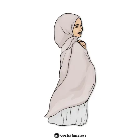 وکتور دختر با حجاب محجبه با شال و لباس رنگی 1