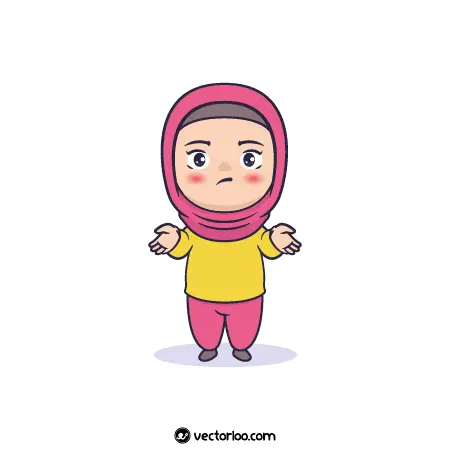 وکتور دختر بچه مسلمان با حجاب مبهم کارتونی 1