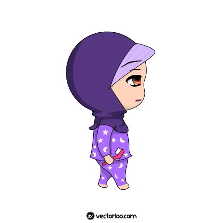 وکتور دختر بچه مسلمان با حجاب کامل در حال رفتن برای مسواک زدن 1