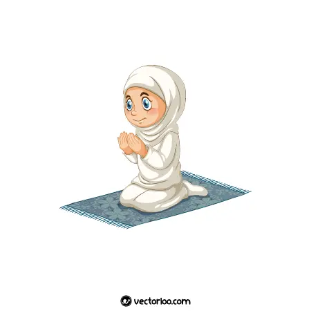 وکتور دختر در حال دعا در نماز کارتونی 1