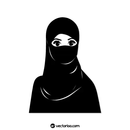 وکتور دختر زیبا با حجاب و نقاب کامل مشکی 1