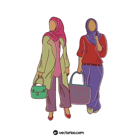وکتور دو خانم مسلمان با حجاب با لباس مدرن 1