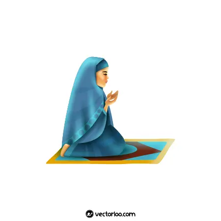 وکتور زن مومن در حال نماز خواندن کارتونی 1