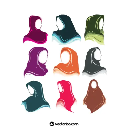 وکتور شال و روسری حجاب کامل رنگارنگ 1