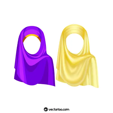 وکتور شال و روسری حجاب کامل زرد و بنفش 1