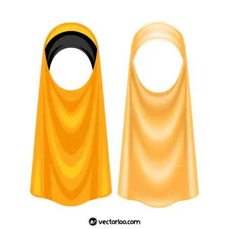 وکتور شال و روسری حجاب کامل زرد و نارنجی 1