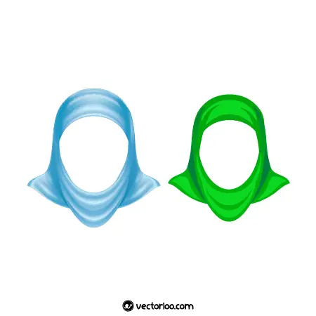وکتور شال و روسری حجاب کامل سبز و آبی 1