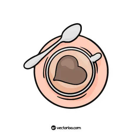وکتور فنجان و شکل قلب روی قهوه 1
