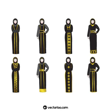 وکتور لباس عبا زنانه در هشت طرح 1