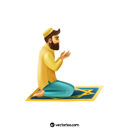 وکتور مرد مومن در حال نماز خواندن کارتونی 1