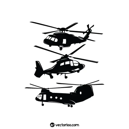وکتور هلیکوپتر جنگی سیاه و سفید 1