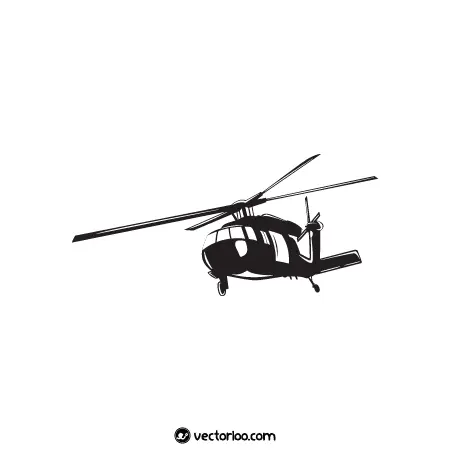 وکتور هلیکوپتر جنگی سیاه و سفید در حال پرواز 1