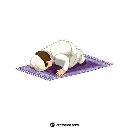 وکتور پسر بچه در حال سجده در نماز کارتونی 1
