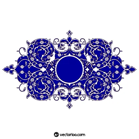 وکتور کادر و حاشیه سنتی اسلامی تذهیب آبی طرح گل و گیاه 1