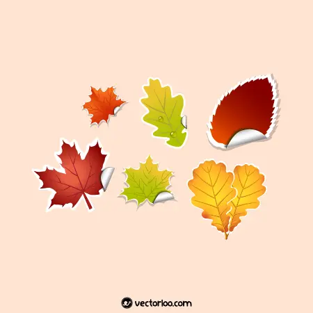 وکتور استیکر برگ پاییزی در شش طرح زیبا 1