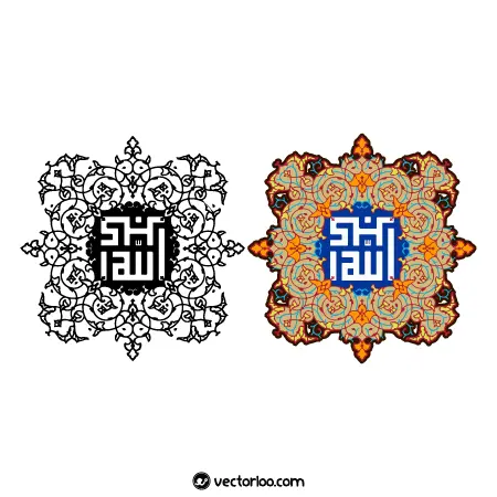 وکتور الله اکبر با حاشیه و طرح سنتی گل در دو طرح 1