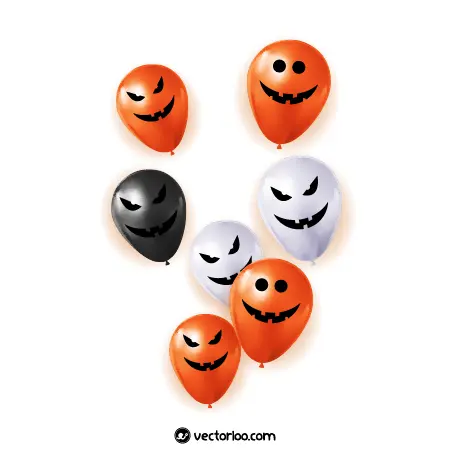 وکتور بادکنک هالووین در رنگ های سفید و سیاه و نارنجی 1