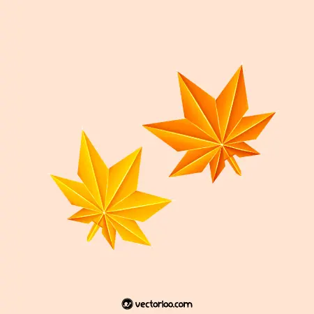 وکتور برگ پاییزی سه بعدی فانتزی در دو رنگ 1