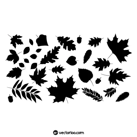 وکتور برگ پاییزی مشکی در چندین طرح و شکل 1