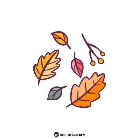وکتور برگ پاییزی کارتونی زیبا رنگی 1