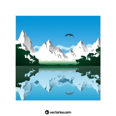 وکتور تصویر کوه روی آب دریاچه 2