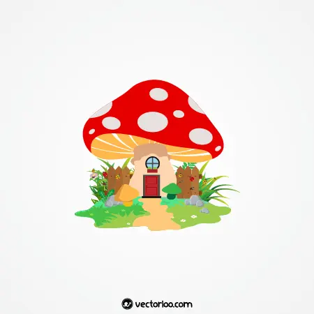 وکتور خانه قارچی با حیاط کارتونی 1