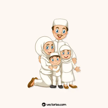 وکتور خانواده مسلمان پدر مادر و فرزندان کارتونی 1