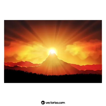 وکتور خورشید در قله کوه بلند و نورانی 1