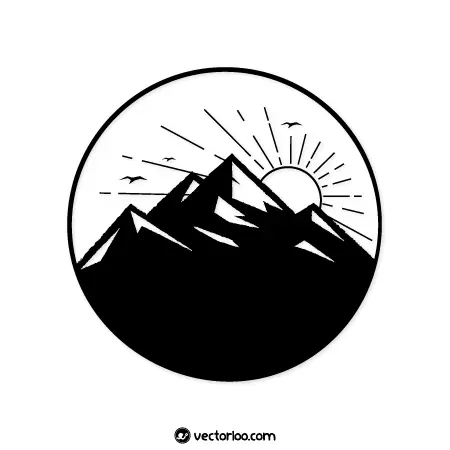 وکتور خورشید پشت کوه ها گرد سیاه 1