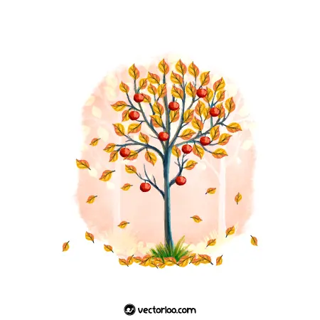 وکتور درخت پاییزی با میوه آبرنگ 1
